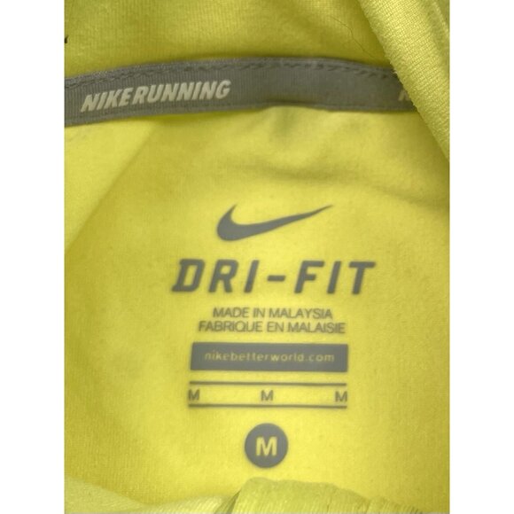 NIKE Running Womens MEDIUM Yellow Dri-Fit 1/4-Zip Fitted Long Sleeve PULLOVER - Picture 7 of 9